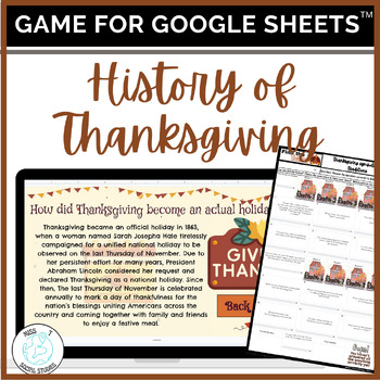Preview of Thanksgiving history and traditions for social studies game for google sheets
