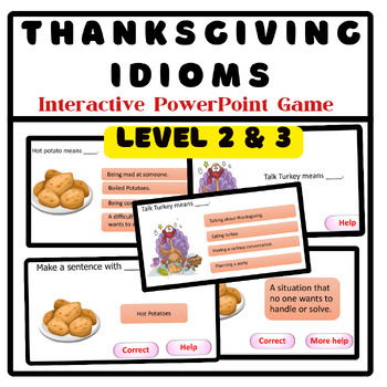 Preview of Thanksgiving idioms level 2 and level 3 | Figurative Langauge