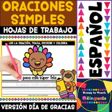 Thanksgiving in Spanish - Oraciones Simples - Read , Trace