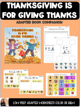 Preview of Thanksgiving is for Giving Thanks ADAPTED Book Companion
