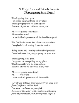 Preview of Thanksgiving is so Great (Lyrics/Word Document)