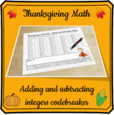 Thanksgiving math - adding and subtracting integers codebreaker