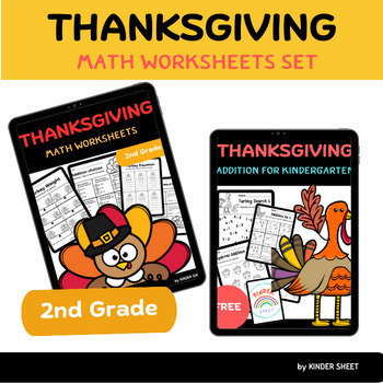 Preview of Thanksgiving math worksheets for 2nd Grade and get 4 Example for Kindergarten
