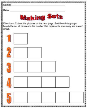 Preview of Thanksgiving number representation cut & paste;making sets;Boardmaker special ed