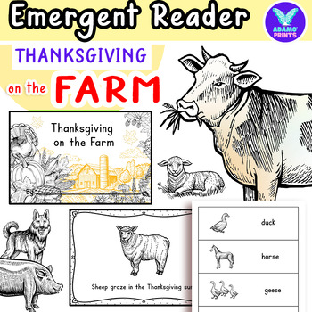 Preview of Thanksgiving on the Farm ELA Emergent Reader Vocabulary Activities NO PREP