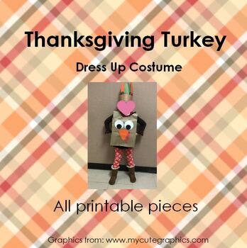 Preview of Thanksgiving paper sack TURKEY costume  pattern - all printable