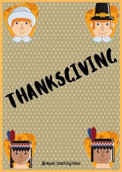 Preview of Thanksgiving: pilgrims + Genially (story + vocabulary + quiz).