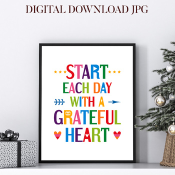 Preview of Thanksgiving poster - Start each day with a grateful heart - bible verse inspire