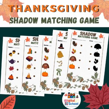 Preview of Thanksgiving shadow Matching Game for kids | Fun activities BLACK FRIDAY