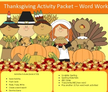 Preview of Thanksgiving spelling packet with 20 words...NO PREP!