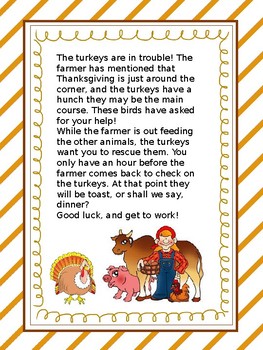 Preview of Thanksgiving themed fun ELA/math scoot