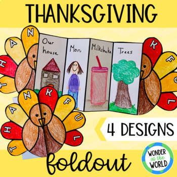 Preview of Thanksgiving turkey foldable reflection activity I am thankful for craft