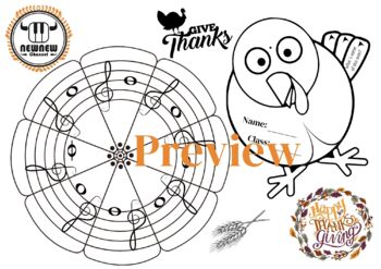 Preview of Thanksgiving turkey note game treble clef worksheet