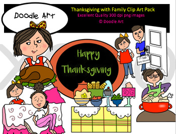 Thanksgiving with Family Clipart Pack by Clipart For Teachers | TpT