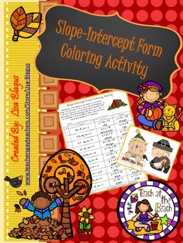 Preview of Autumn/Fall Slope Intercept Form Coloring Activity