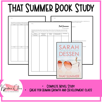 Preview of That Summer by Sarah Dessen Book Study | Family and Consumer Sciences | FCS