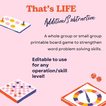 Preview of That's LIFE! Editable Math Review Board Game