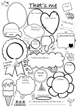Preview of That's me - student presentation / introduction, worksheet, English ESL FREE!