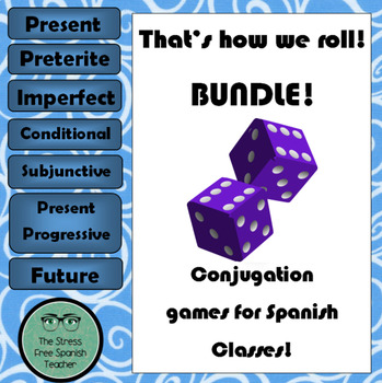 Preview of Spanish dice game for conjugation practice: That's how we ROLL! BUNDLE