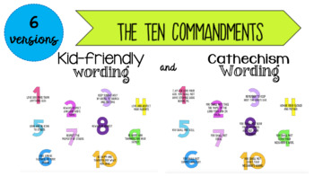 Preview of The 10 Commandments (Catholic) 6 Versions!