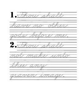 The 10 Commandments Cursive Handwriting Practice | TPT