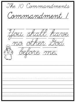 the 10 commandments cursive writing worksheets 2nd 5th grade bible