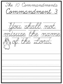 The 10 Commandments Cursive Writing Worksheets. 2nd-5th ...