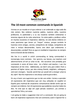 Preview of The 10 most common commands in Spanish
