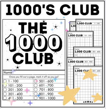 Preview of The 1000 Club | Write Up To One Thousand | Counting Up To 1000's Worksheets