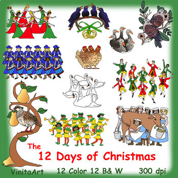 The 12 Days of Christmas clip art Images by VinitaArt  TpT