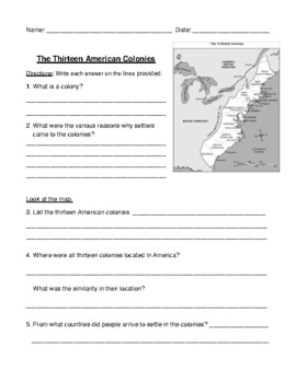 Preview of The 13 American Colonies: Introduction, Review, or Test with Detailed Answer Key