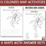 13 Colonies Map Activities Quizzes and Answer Keys