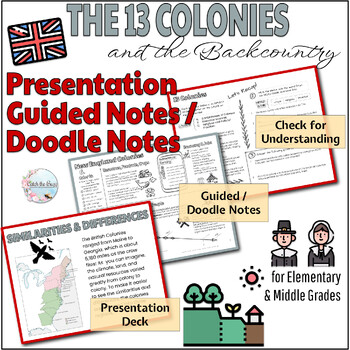 Preview of The 13 Colonies & The Backcountry: Presentation & Guided Notes / Doodle Notes®