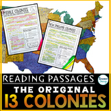 The 13 Colonies Reading Passages Comprehension Worksheets 
