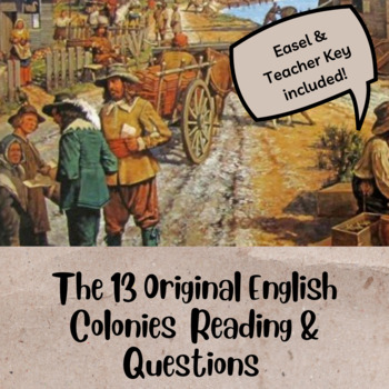Preview of The 13 Original English Colonies Bundle Worksheet & Activities - Map & More!