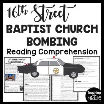 Preview of The 16th Street Church Bombing Reading Comprehension Worksheet Civil Rights