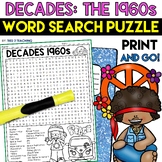 The 1960s Decade Word Search Puzzle History Word Find Activity
