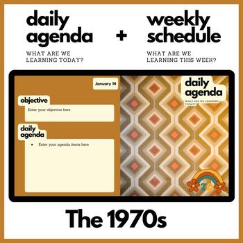 Preview of The 1970s Themed Daily Agenda + Weekly Schedule for Google Slides