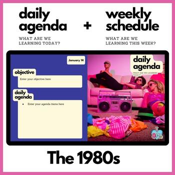 Preview of The 1980s Themed Daily Agenda + Weekly Schedule for Google Slides