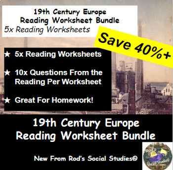 Preview of The 19th Century Europe Lesson Reading Worksheet Bundle **Editable**
