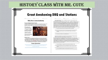 Preview of The 1st Great Awakening DBQ and Stations