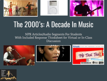 Preview of Music History of The 2000's | Music Articles & Video Database and Worksheet