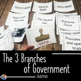 The 3 Branches of Government Game Card Sort