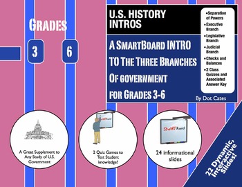 Preview of The 3 Branches of Government: Interactive SmartBoard Intro:  Gr. 3-6