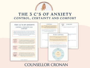 Preview of The 3 C'S of anxiety. Circle of control. Anxiety management. CBT worksheets