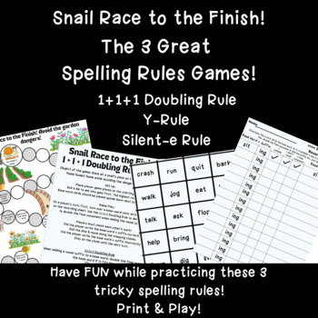 Preview of The 3 Great Spelling Rules- Snail Race to the Finish Game! OG/SOR aligned
