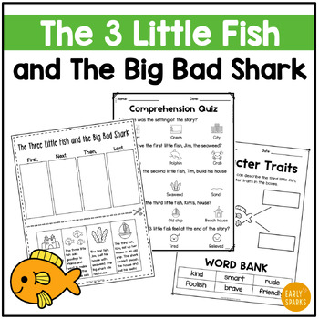 Preview of The 3 Little Fish and the Big Bad Shark Book Companion Activities for K-2
