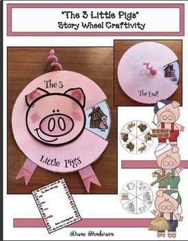 Preview of The 3 Little Pigs Fairy Tale Craft Storytelling Wheel For Sequencing & Retelling