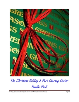 Preview of The 3 part Christmas Holiday Literacy Center Bundle Pack