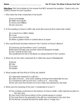The 39 Clues The Maze Of Bones Final Test Paper And Google Forms